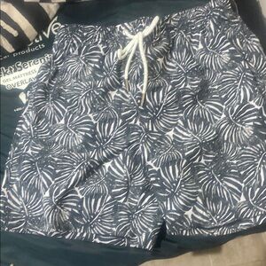 Men's Blue Leaf Print Shorts